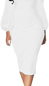 Women's Bishop Sleeve Bodycon Dresses Work, Church, Casual