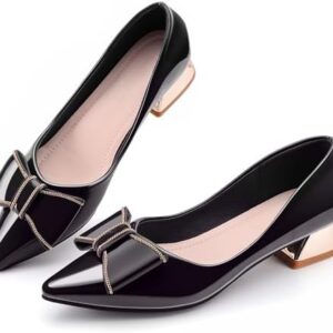 Women's Chunky Closed Toe Low Block Heels Work Pumps Comfortable Dress Wedding