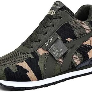 ESXGED Women's Fashion Camouflage Platform Canvas Sneakers Girl's Invisible Wedges Increase Heel Mesh-Cloth Casual