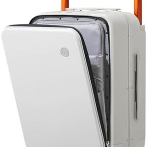 Mixi Carry On Luggage Wide Handle Luxury Design Rolling Travel Suitcase PC Hardside with Aluminum Frame Hollow Spinner Wheels, with Cover, 20 inch, Smoke White  Clothing, Shoes& Jewelry