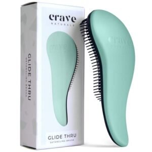 Crave Naturals Glide Thru Detangling Brush - Detangler Brush for Natural, Curly, Straight, Wet and Dry Hair for Adults and Kids - Hair Brush for Little Girls, Toddlers, Teens - 7.5 x 3 in, Turquoise  Beauty & Personal Care