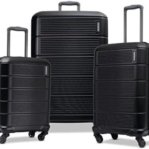American Tourister Stratum 2.0 Hardside Expandable Luggage with Spinners | Jet Black | 3PC (CO/MED/LG) | Suitcases