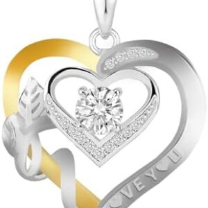 Women's Heart shaped Necklace Gift for Wife 18K Plated 925 Sterling Silver Necklace Heart shaped Pendant for Mother's Day Jewelry for Mom Valentine's Day Birthday Christmas for Her