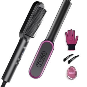 Hair Straightener Brush, TYMO Ring Hair Straightener Comb Straightening Brush for Women with 5 Temps 20s Fast Heating & Dual Voltage, Black  Beauty & Personal Care