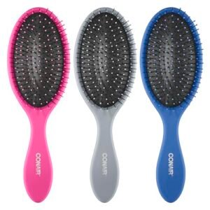 Conair Detangling Hair Brush 3PK - For wet and dry hair - Ideal for all hair types - curly hair brush - hair brushes for women - detangler brush - hair brushes for women - Blue, Pink, Gray Assorted  Beauty & Personal Care