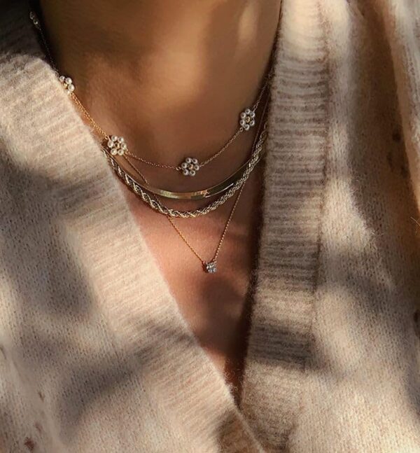 Necklace for Women as Flower Necklace Gift, 14K Gold Plated Stainless Steel Gold Necklaces as Valentines Gifts - Image 4